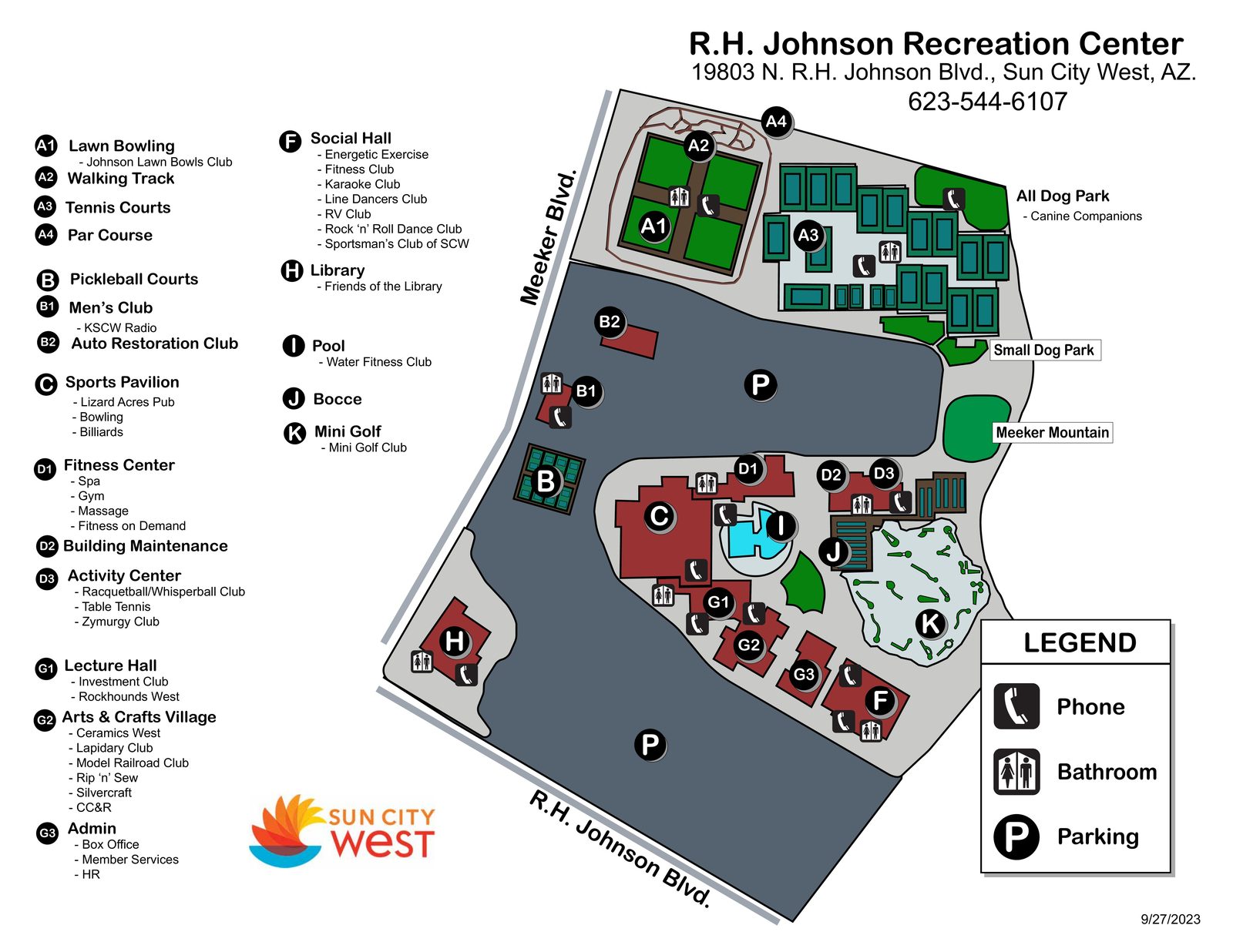 R.H. Johnson Recreation Center facility map